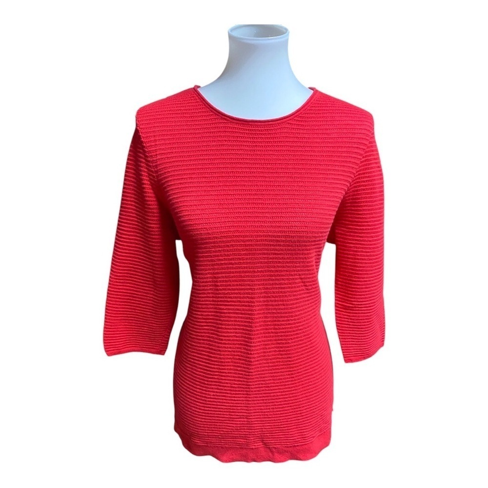 J. Jill Red Sweater 3/4 length sleeve
